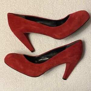 LOFT Red Suede Mid Heel Pumps - Women's Classic Court Shoes